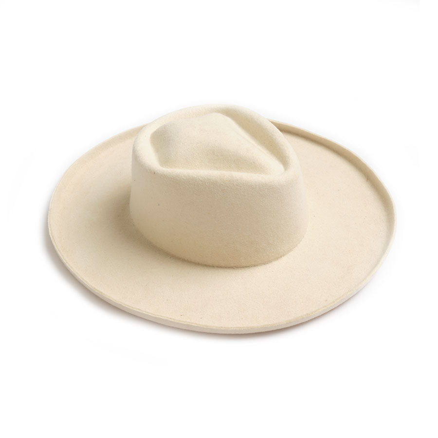 El Día Diamond Wool Flicked Brim Hat - Crema by Made by Minga